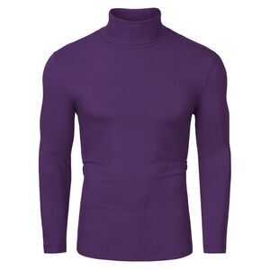 Dark Purple Turtleneck Top Slim Fit Long Sleeve Pullover Turtle Neck Shirt